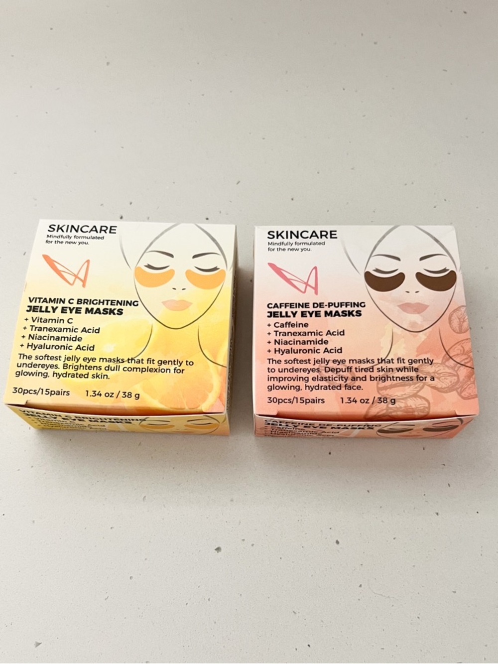 Skincare Jelly Eye Masks Bundle Brightening & De-Puffing 30 Total Pairs